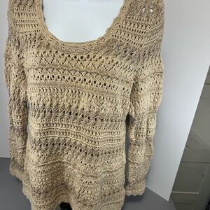 Dana Buchman Crocheted Pullover Sweater Built In Tank Sz Large Yellow